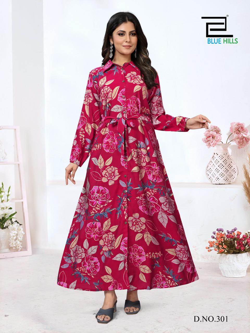 Rochelle Vol 3 By Blue Hills Printed Anarkali Kurtis Catalog